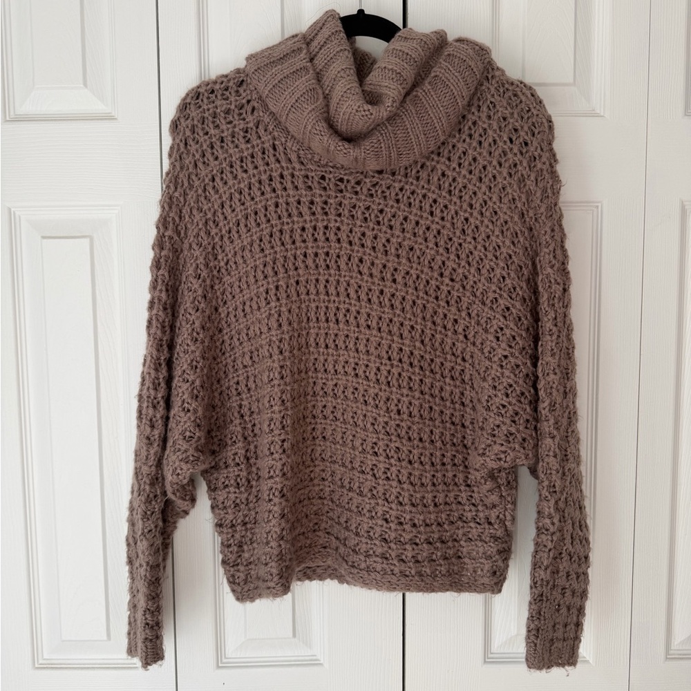 Express Light Brown Cowl Neck Sweater
